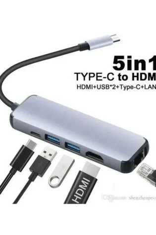 Type-C to HDTV 5-in-1 Multiport Adapter