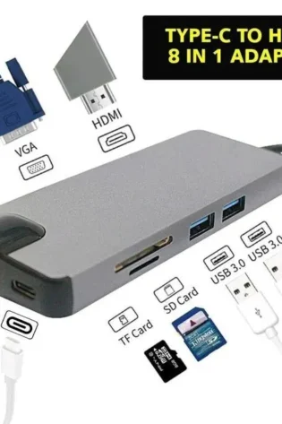 USB Type C Adapter with 4K HDMI Port Ethernet RJ45 (8 ports)